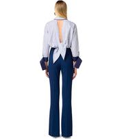 ELISABETTA FRANCHI OLTREMARE STRIPED CROPPED SHIRT