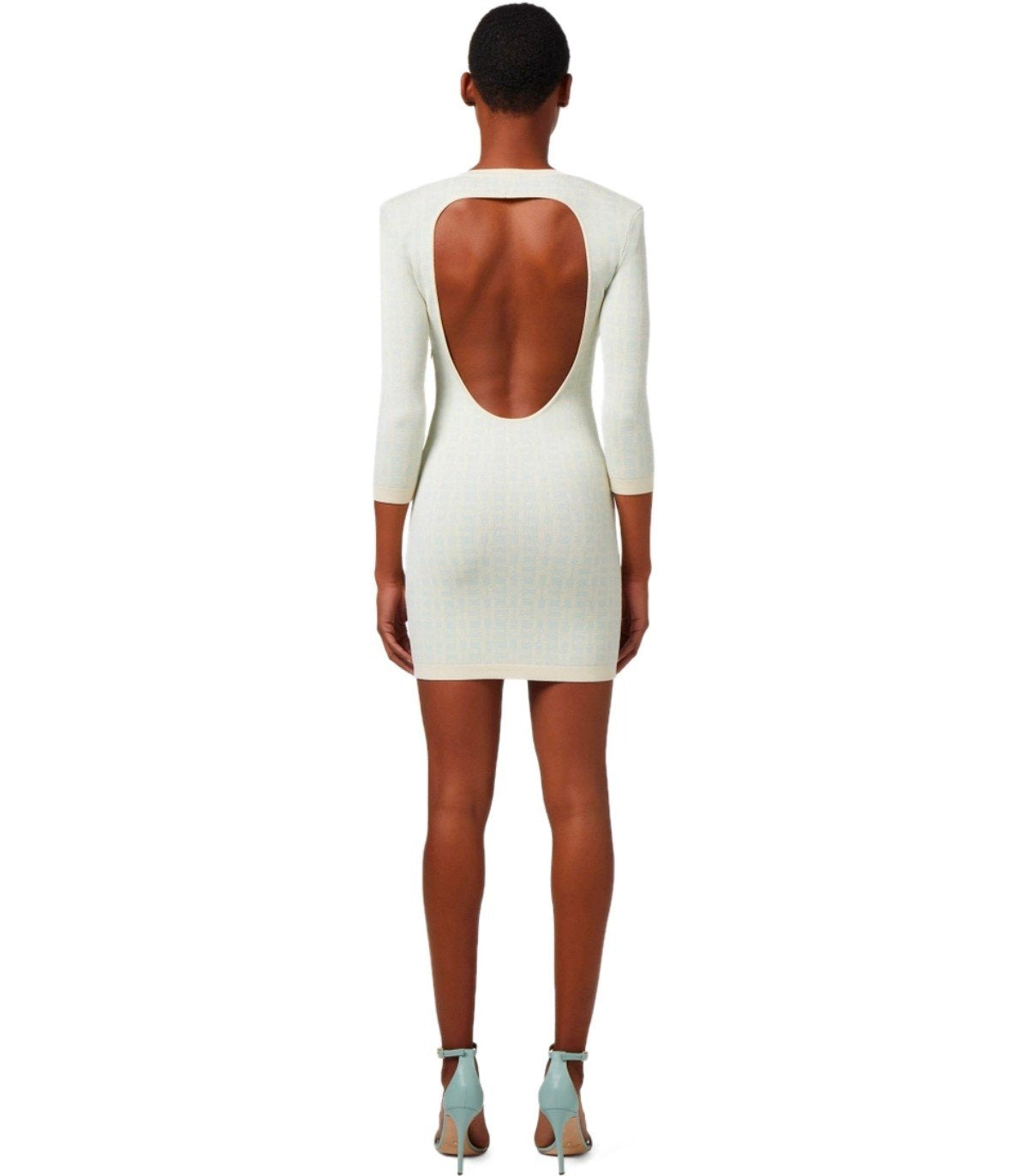 ELISABETTA FRANCHI BUTTER ACQUA MONOGRAMM-STRICKKLEID