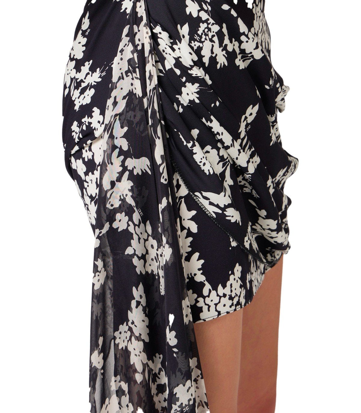 ELISABETTA FRANCHI BLACK BUTTER DRAPED SKIRT