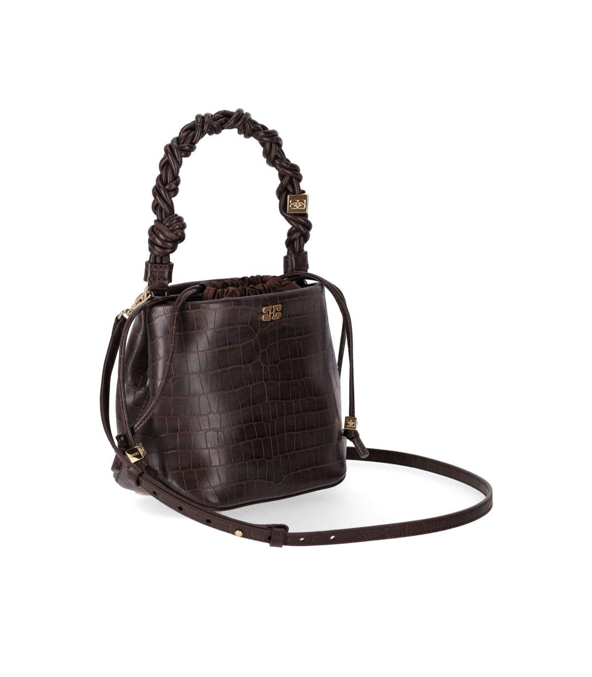 GANNI BOU BROWN BUCKET BAG