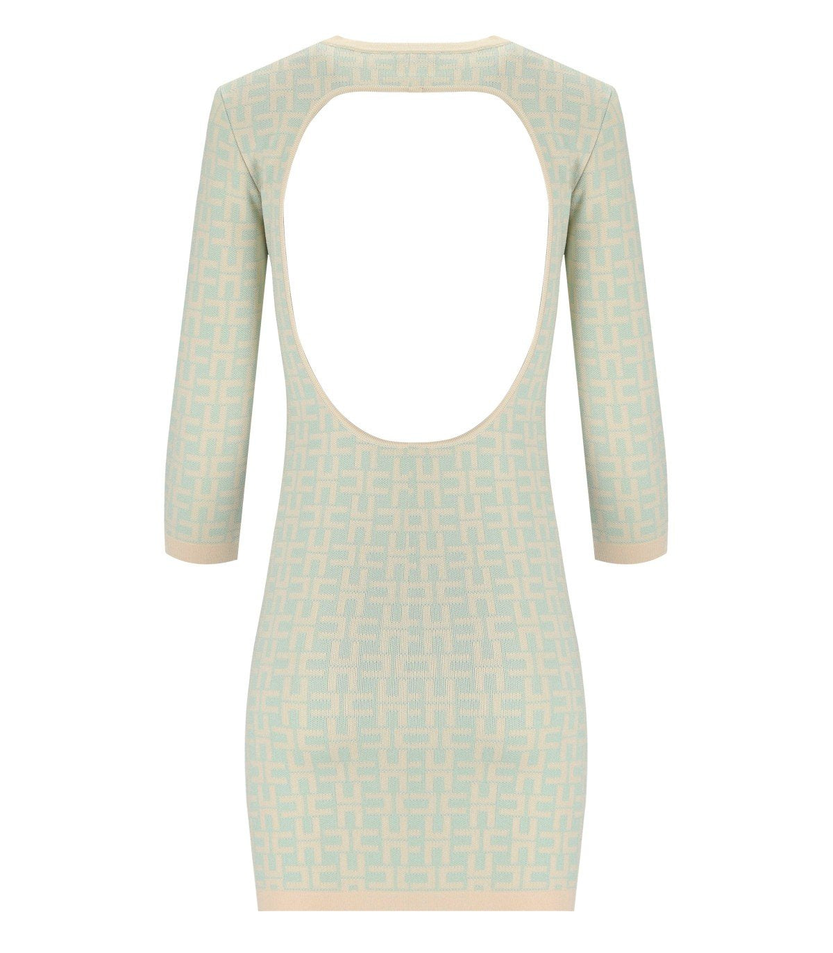 ELISABETTA FRANCHI BUTTER ACQUA MONOGRAMM-STRICKKLEID