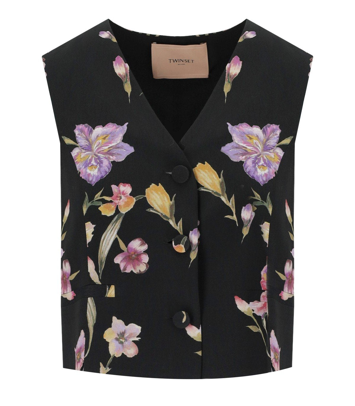 GILET A FIORI NERO TWINSET
