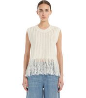 TOP NAVETTA CON FRANGE BIANCO MAX MARA WEEKEND