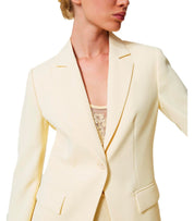 BLAZER MONOPETTO IN CREPE VANIGLIA TWINSET