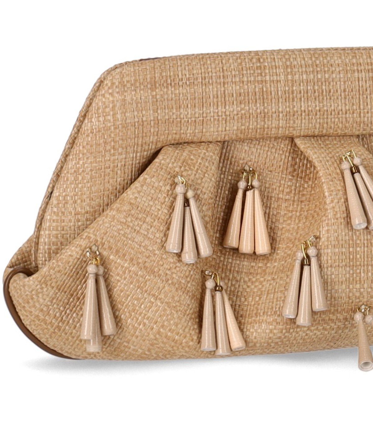 THEMOIRè EMERA PAPER FRINGES MACADAMIA CLUTCH BAG