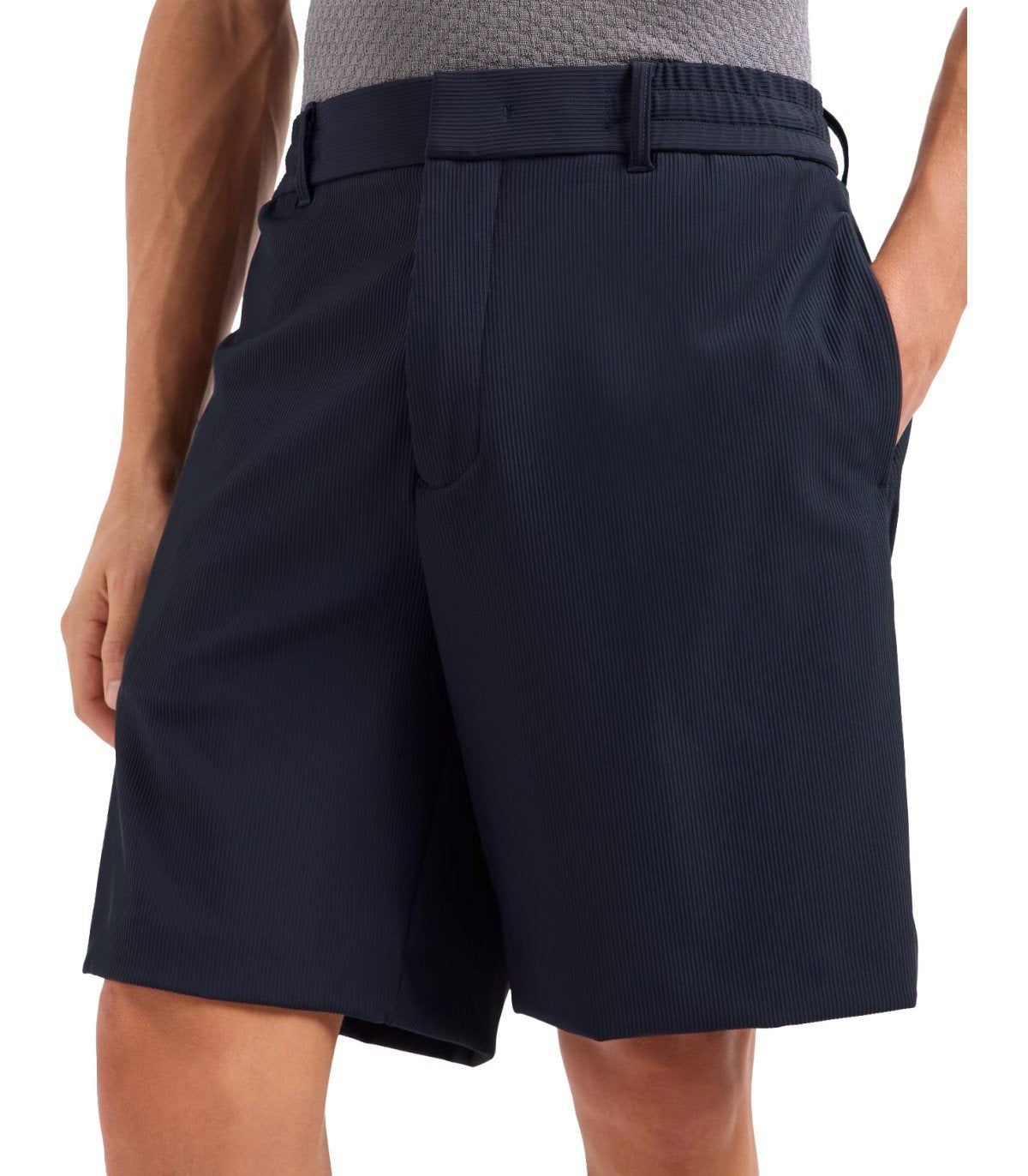 EMPORIO ARMANI BLUE RIBBED BERMUDA SHORTS