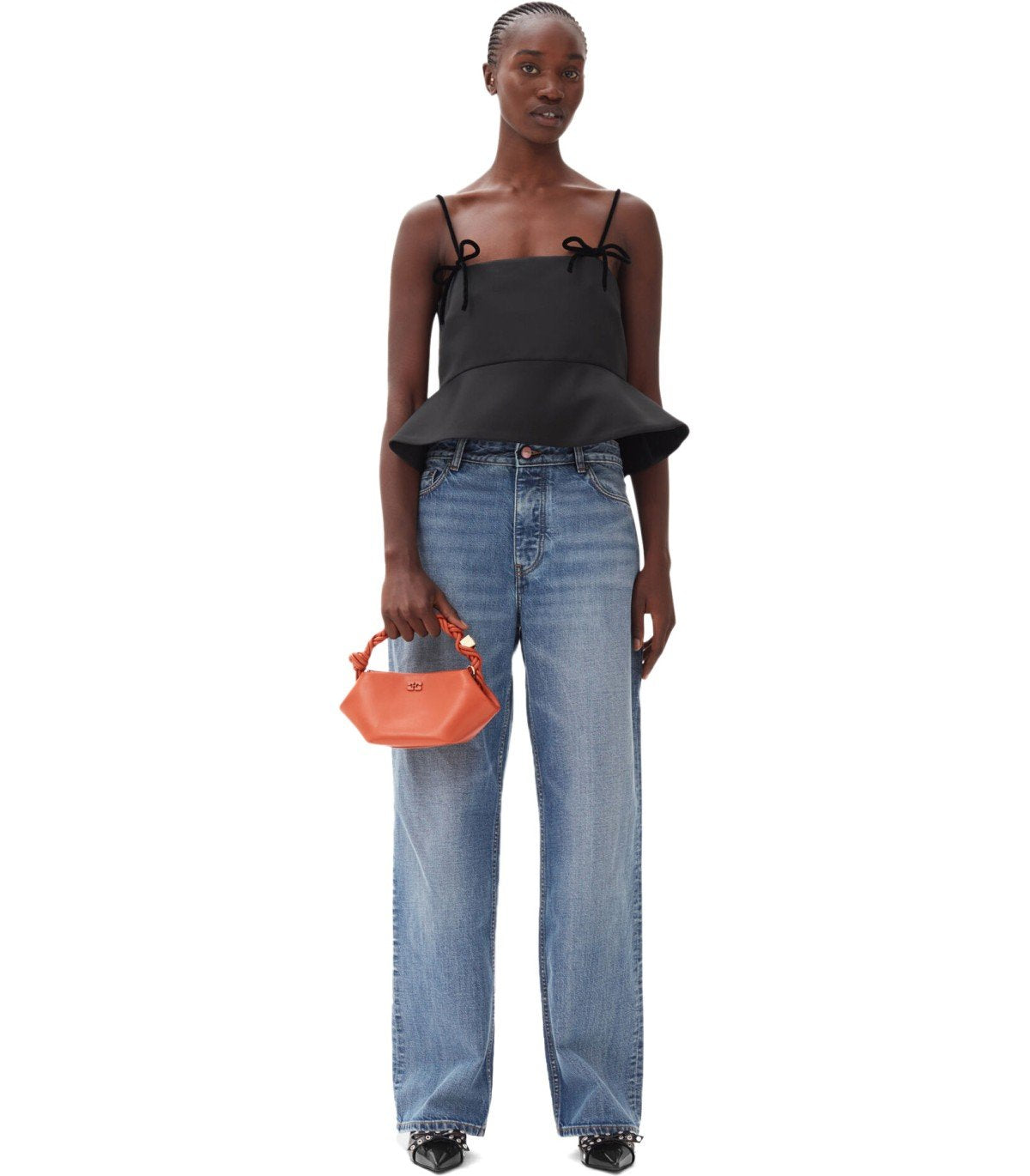 TOP IN SATIN NERO GANNI