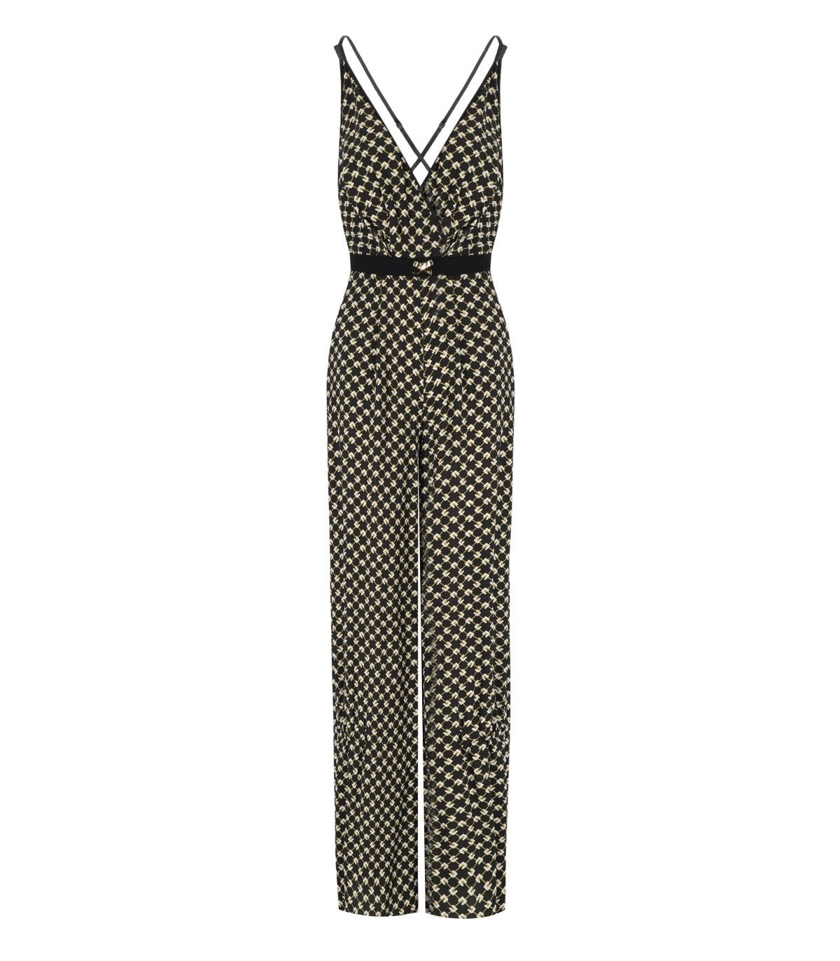 ELISABETTA FRANCHI NERO BURRO PATTERNED JUMPSUIT