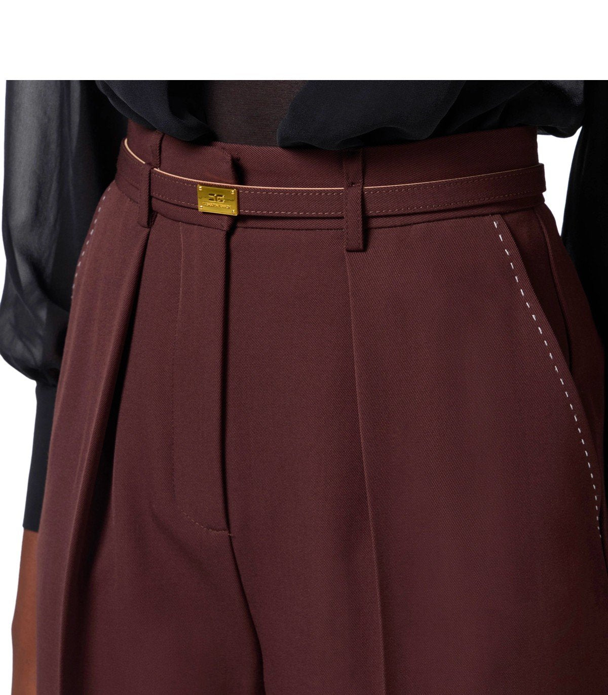 PANTALONE CON CINTURA CACAO ELISABETTA FRANCHI