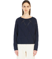 MAX MARA WEEKEND ABBOZZI BLUE CREWNECK SWEATER