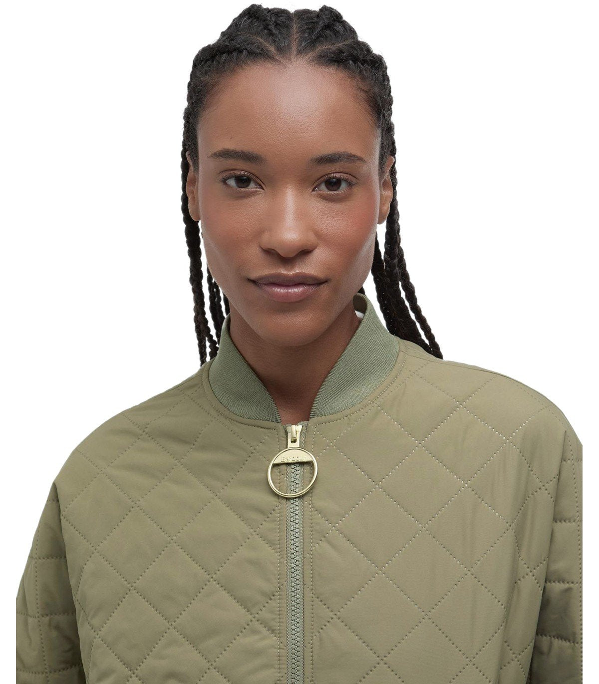 BARBOUR EMLYN DUSKY GREEN GEWATTEERDE BOMBER JAS