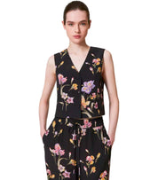 GILET A FIORI NERO TWINSET