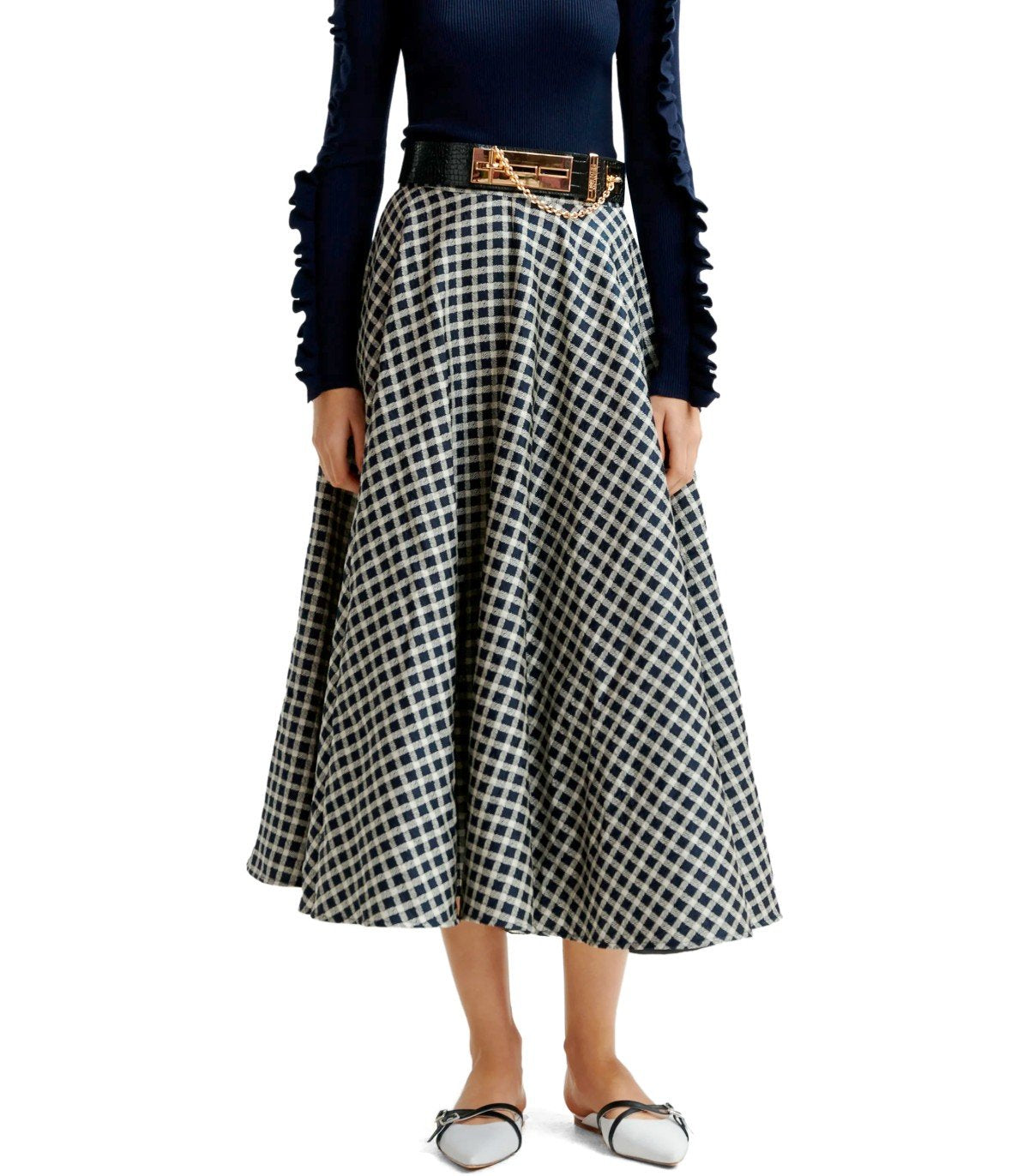 ESSENTIEL ANTWERP HAT DARK BLUE MIDI SKIRT