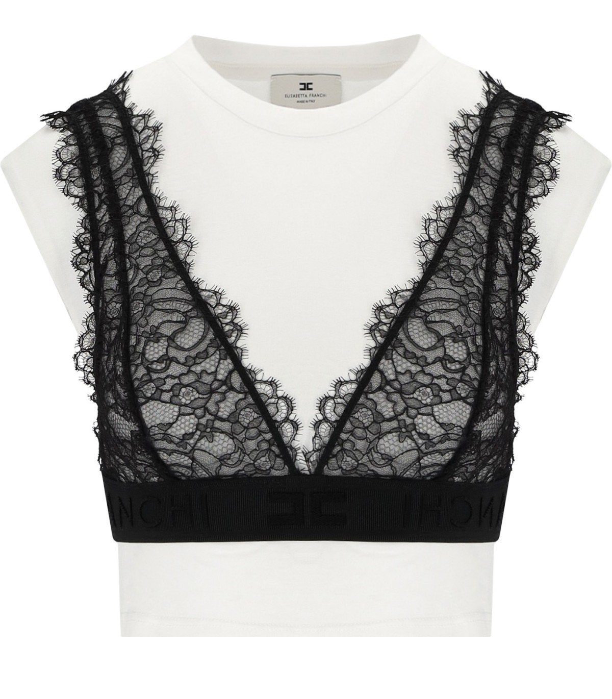 ELISABETTA FRANCHI T-SHIRT MET KANTEN BRALETTE