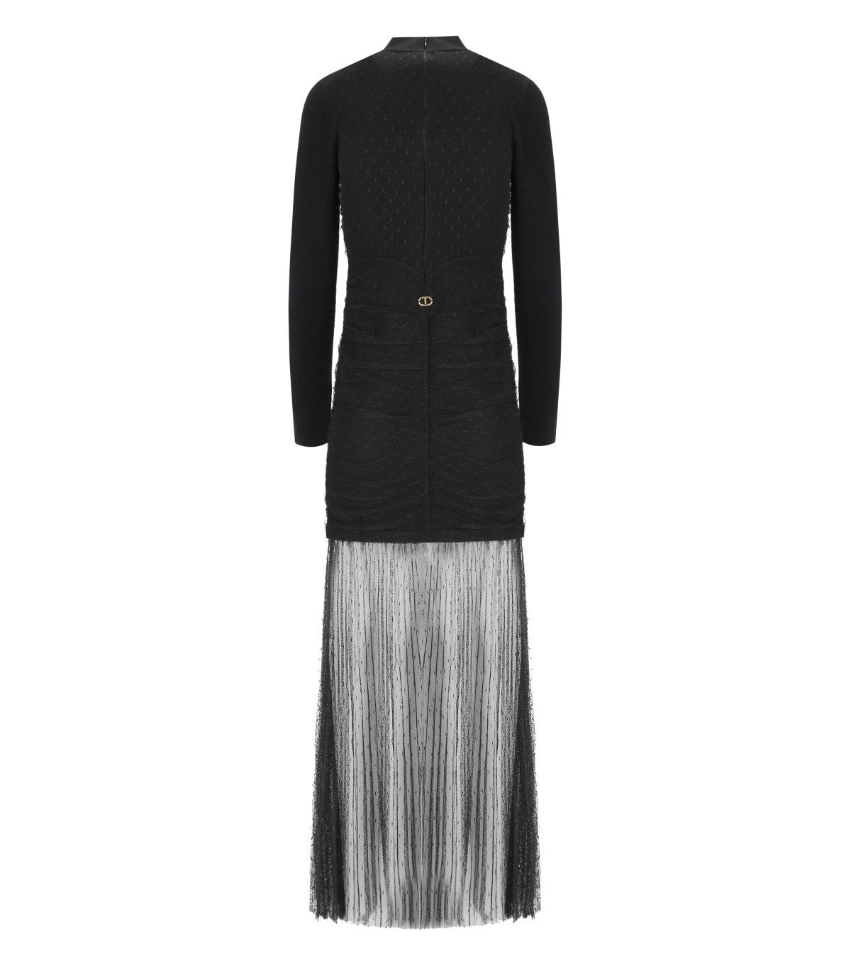 TWINSET BLACK PLUMETIS LONG DRESS