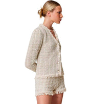 TWINSET JACQUARD LUREX GOLD KNITTED JACKET