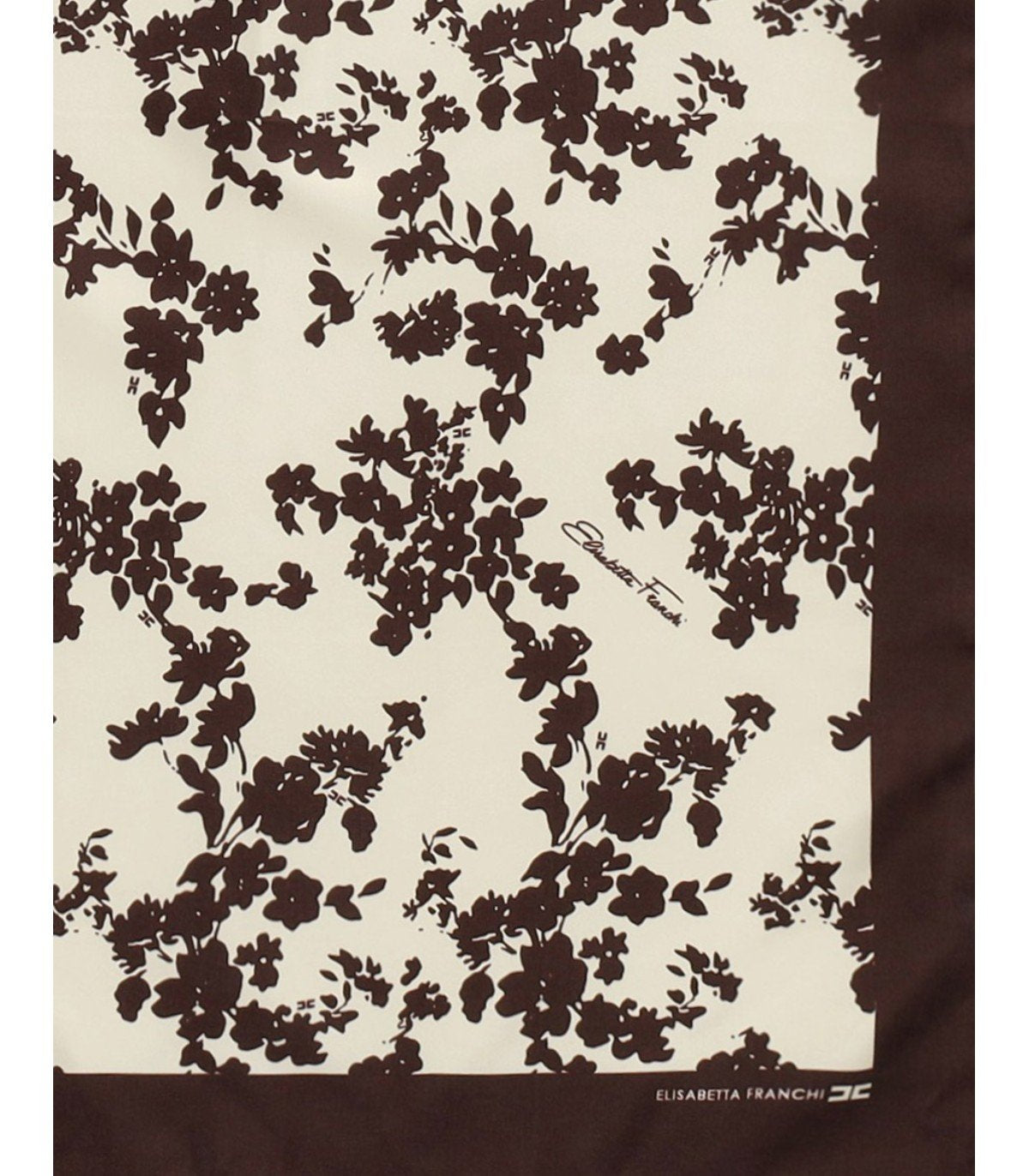 ELISABETTA FRANCHI LEMONADE CACAO FLORAL FOULARD SCARF