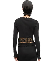 CARDIGAN CROPPED CROCHET NERO GANNI