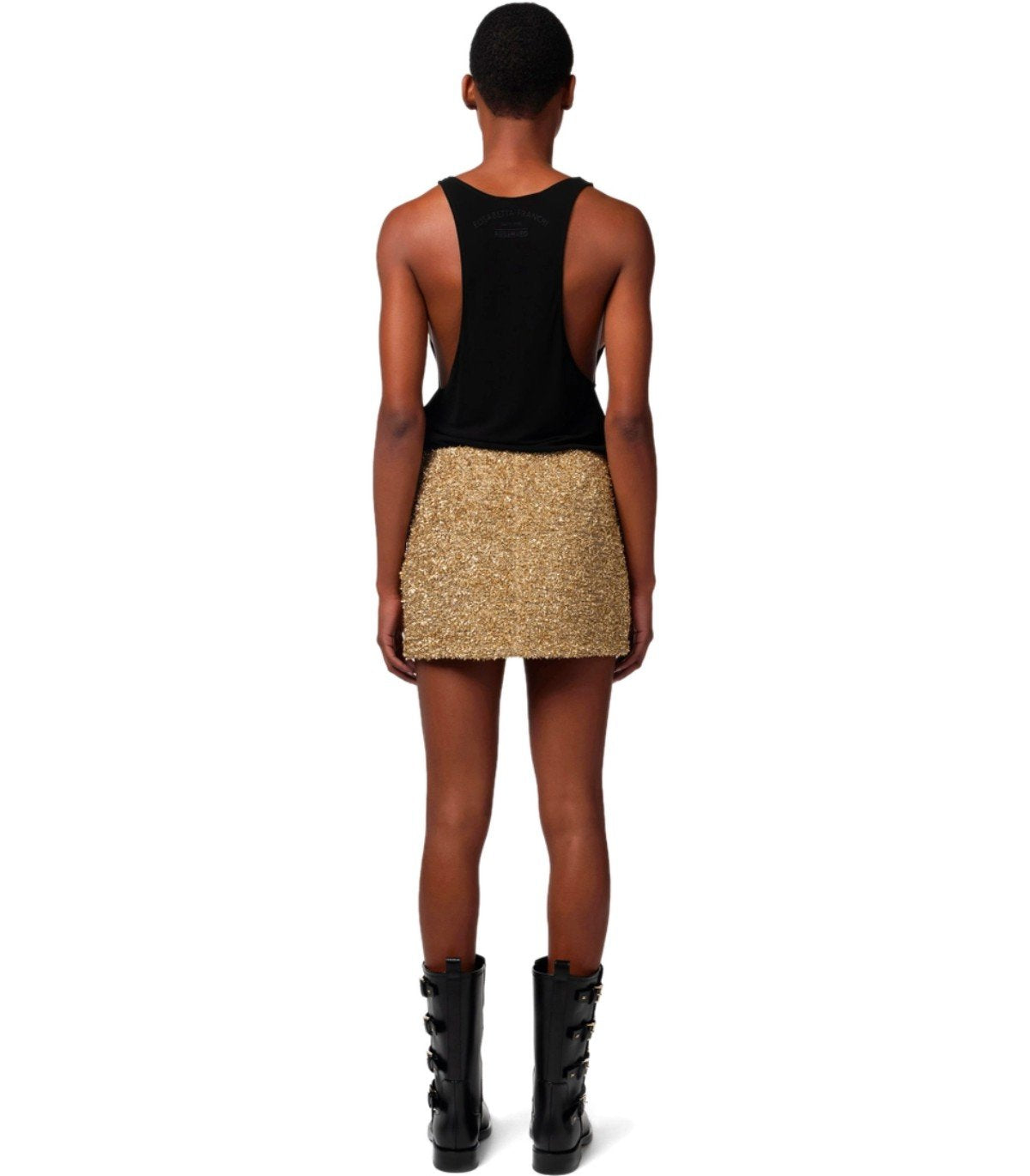 TOP CON LOGO RICAMATO NERO ELISABETTA FRANCHI