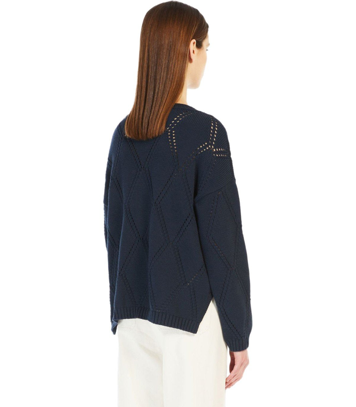 MAX MARA WEEKEND ABBOZZI BLUE CREWNECK SWEATER