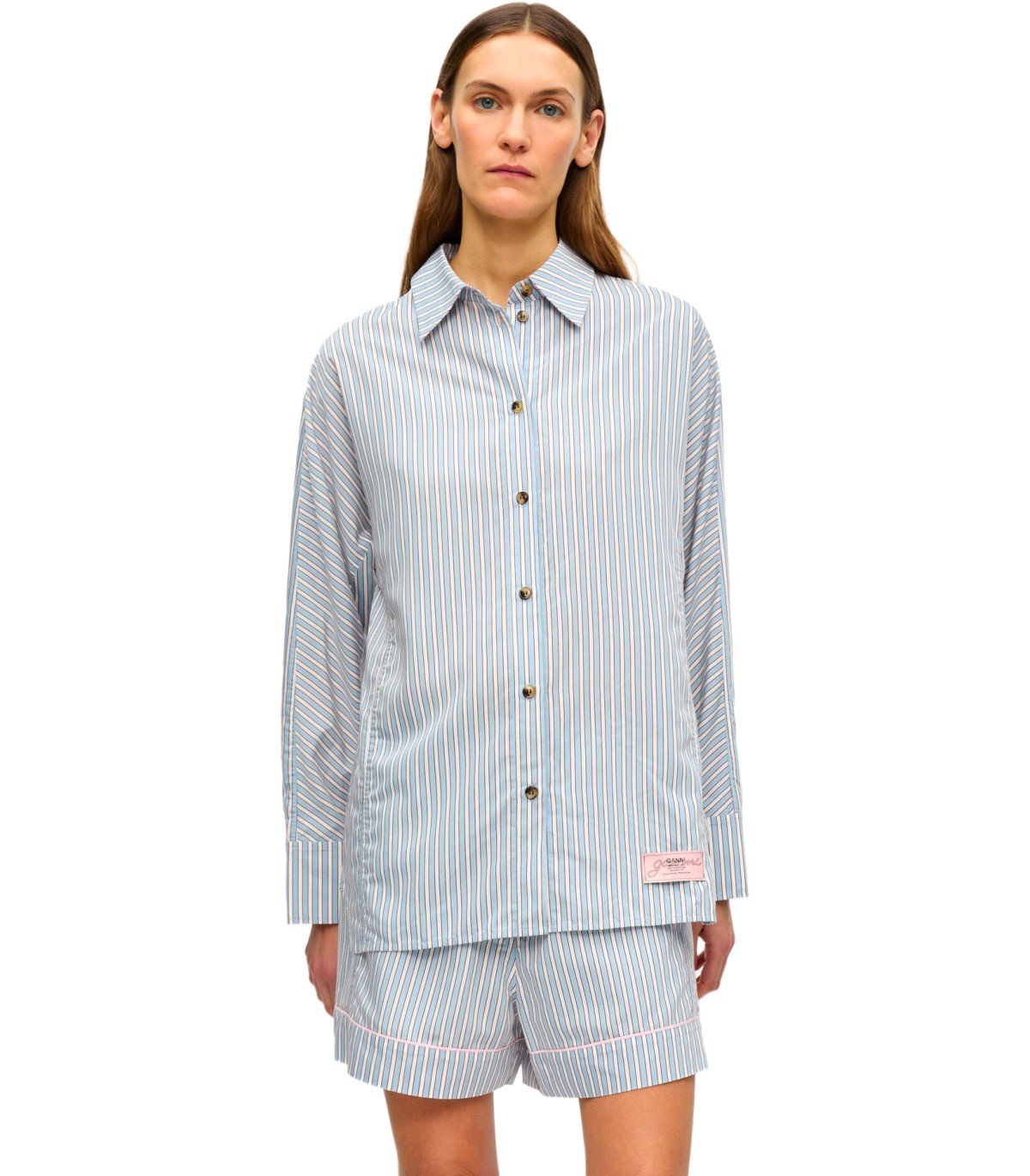 GANNI SOFT CHAMBRAY STRIPED SHIRT