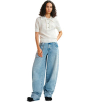 ESSENTIEL ANTWERP HEMIRATES WHITE KNITTED POLO SHIRT