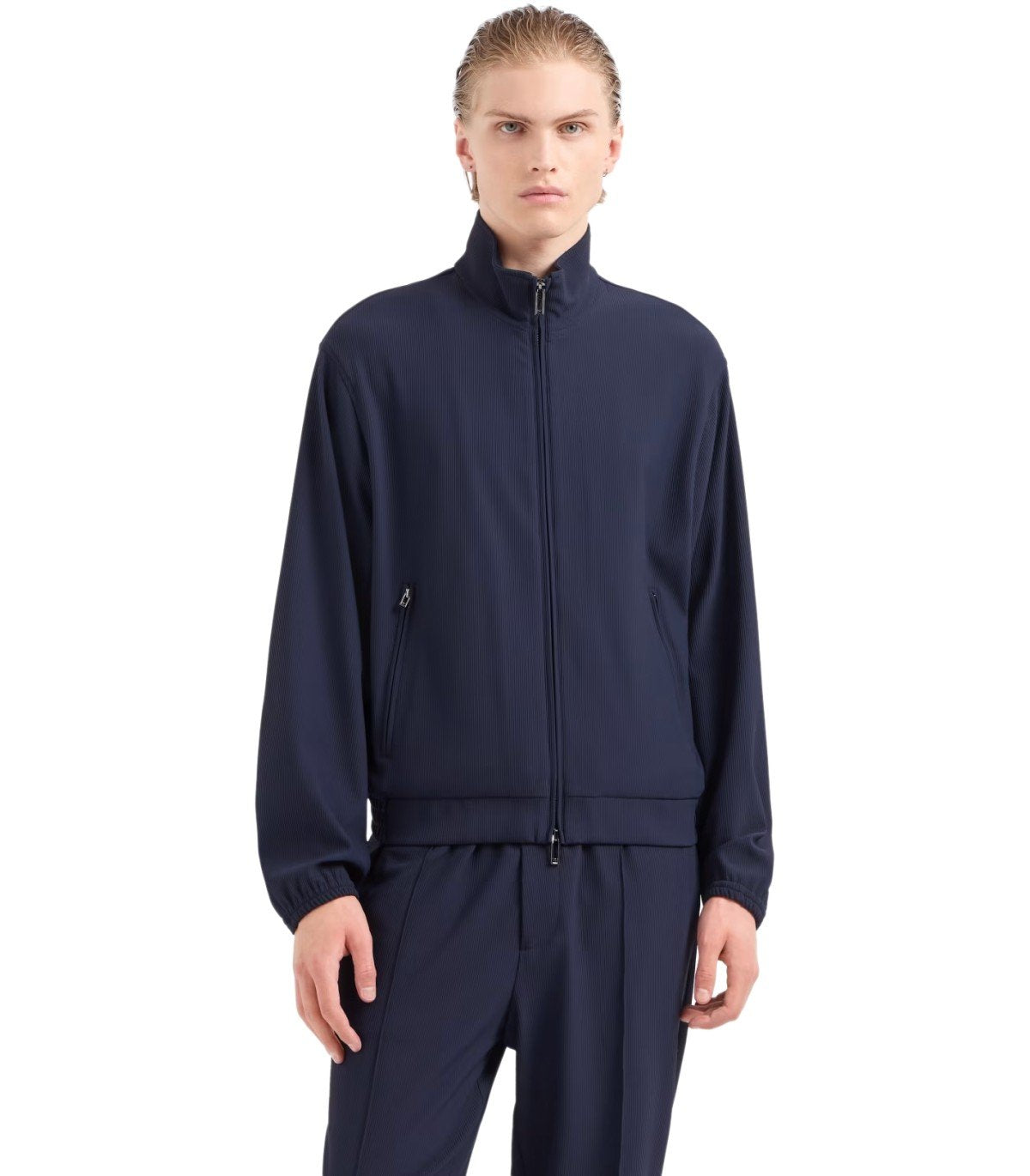 EMPORIO ARMANI NAVY BLUE RIBBED JACKET