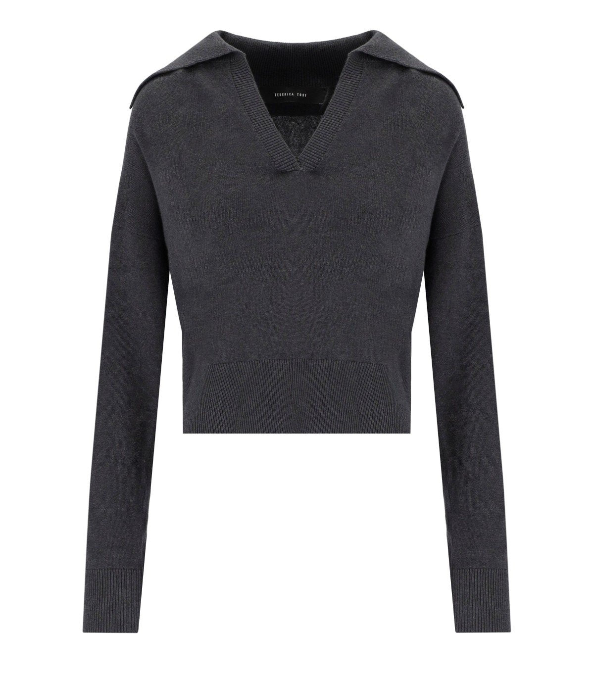 FEDERICA TOSI DARK GREY POLO SWEATER