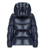 ADD SHINY PACIFIC BLUE HOODED DOWN JACKET