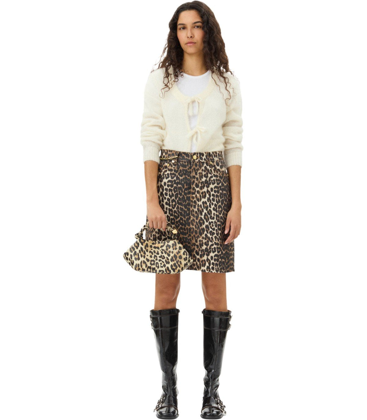 GANNI DENIM ANIMALIER SKIRT
