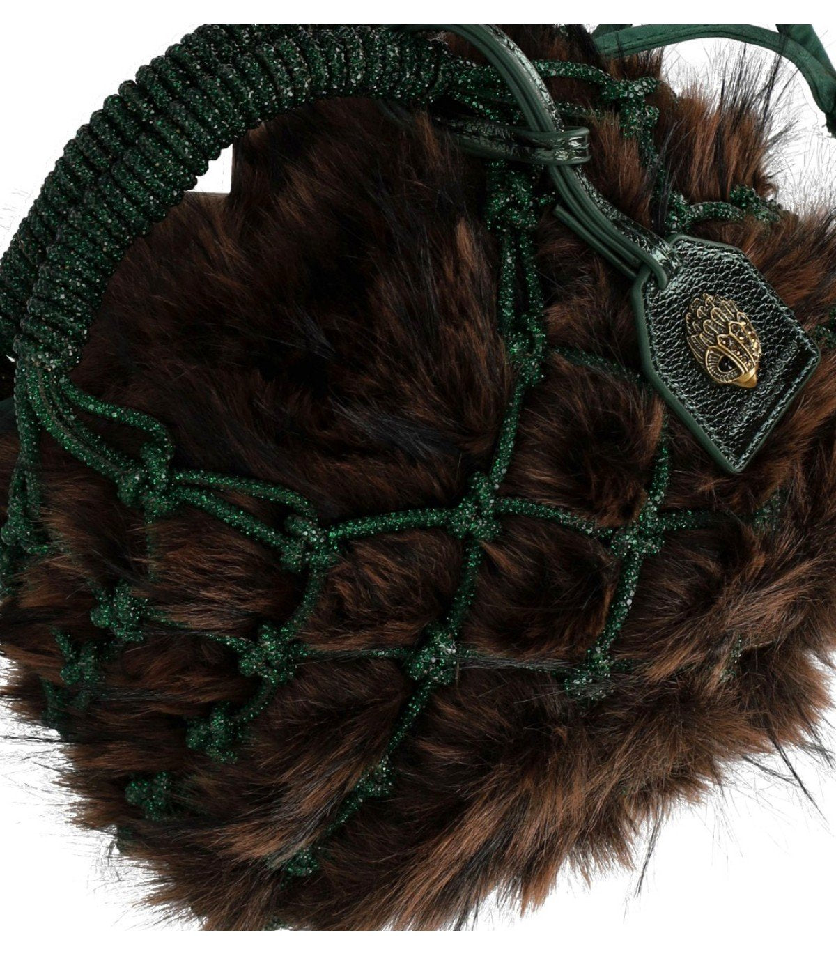KURT GEIGER MACRAME CRYSTAL GREEN HANDBAG