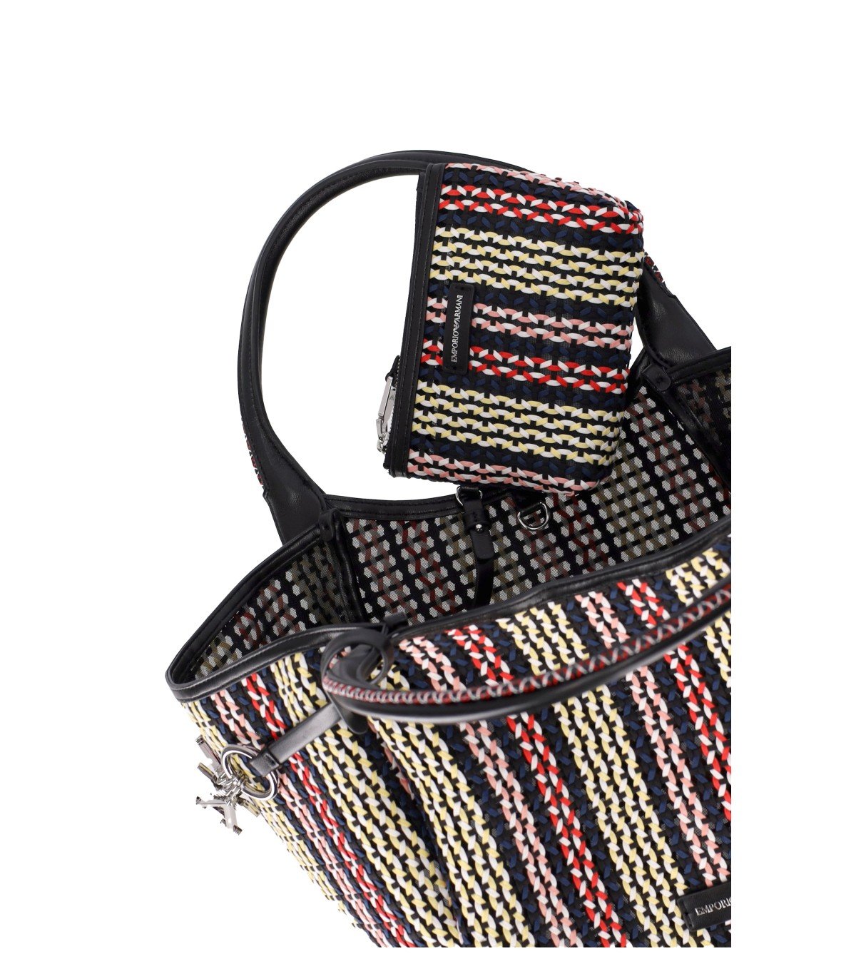 EMPORIO ARMANI MULTICOLOR WOVEN SHOPPING BAG