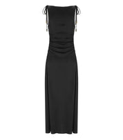 GANNI SATIN BLACK LONG DRESS