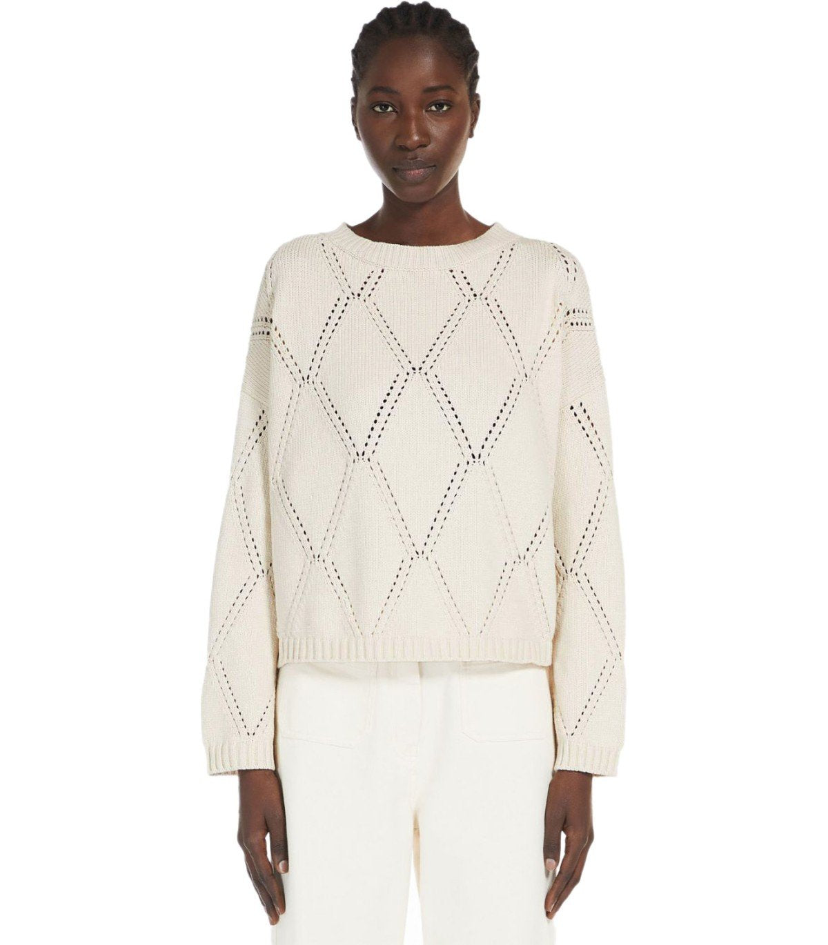 MAGLIA GIROCOLLO ABBOZZI ECRU MAX MARA WEEKEND