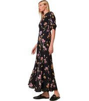 TWINSET SCHWARZ LANGES KLEID MIT BLUMEN