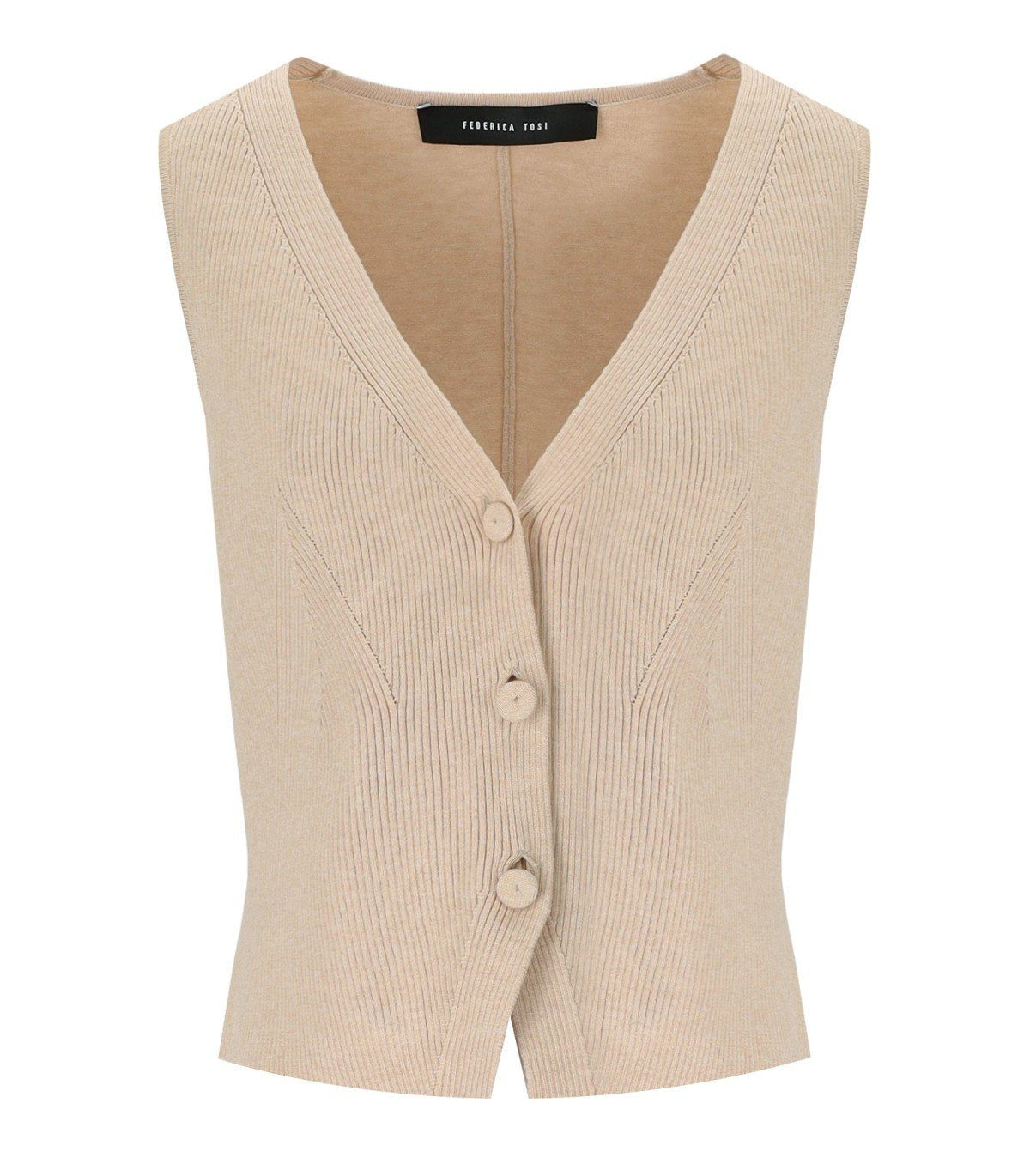 FEDERICA TOSI ECRU VEST WITH BOW