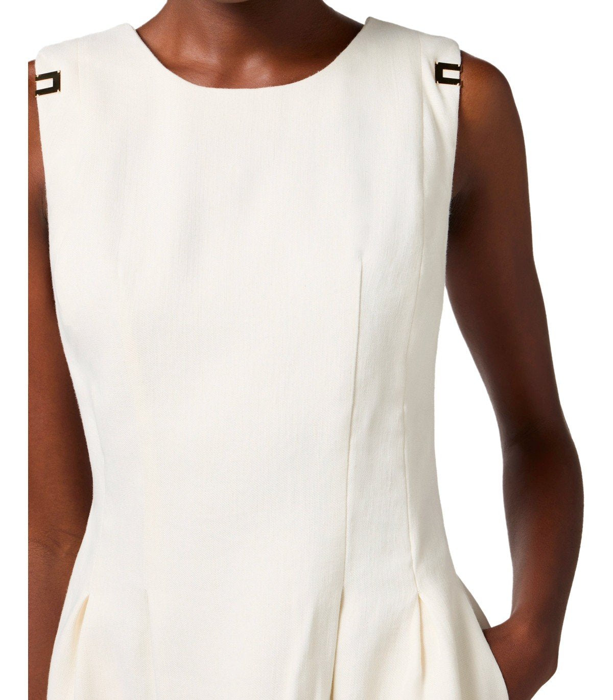 ELISABETTA FRANCHI IVORY LINEN BLEND DRESS