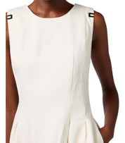 ELISABETTA FRANCHI IVORY LINEN BLEND DRESS