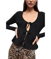 GANNI BLACK CARDIGAN WITH LACES