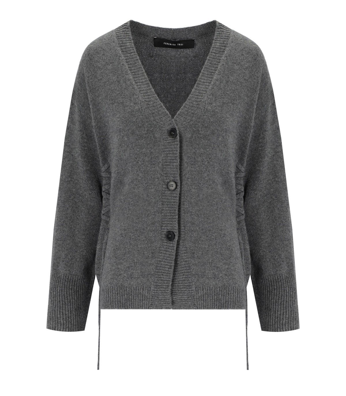 FEDERICA TOSI GREY CARDIGAN WITH LACES