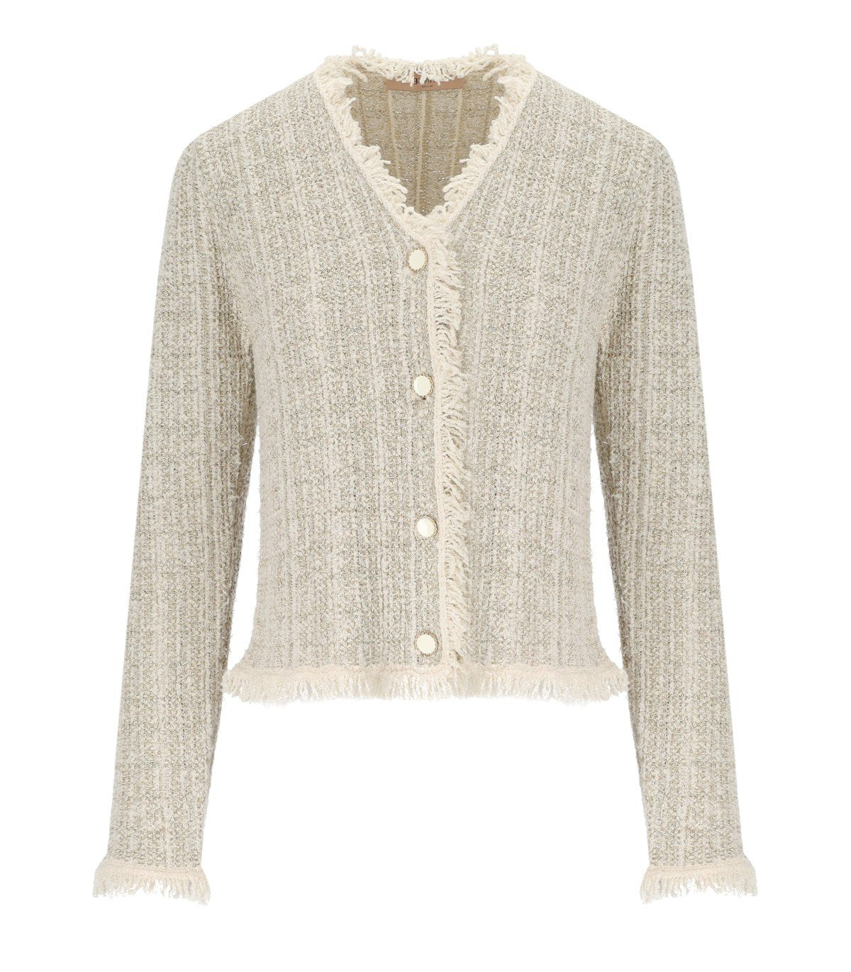 TWINSET JACQUARD LUREX GOLD KNITTED JACKET