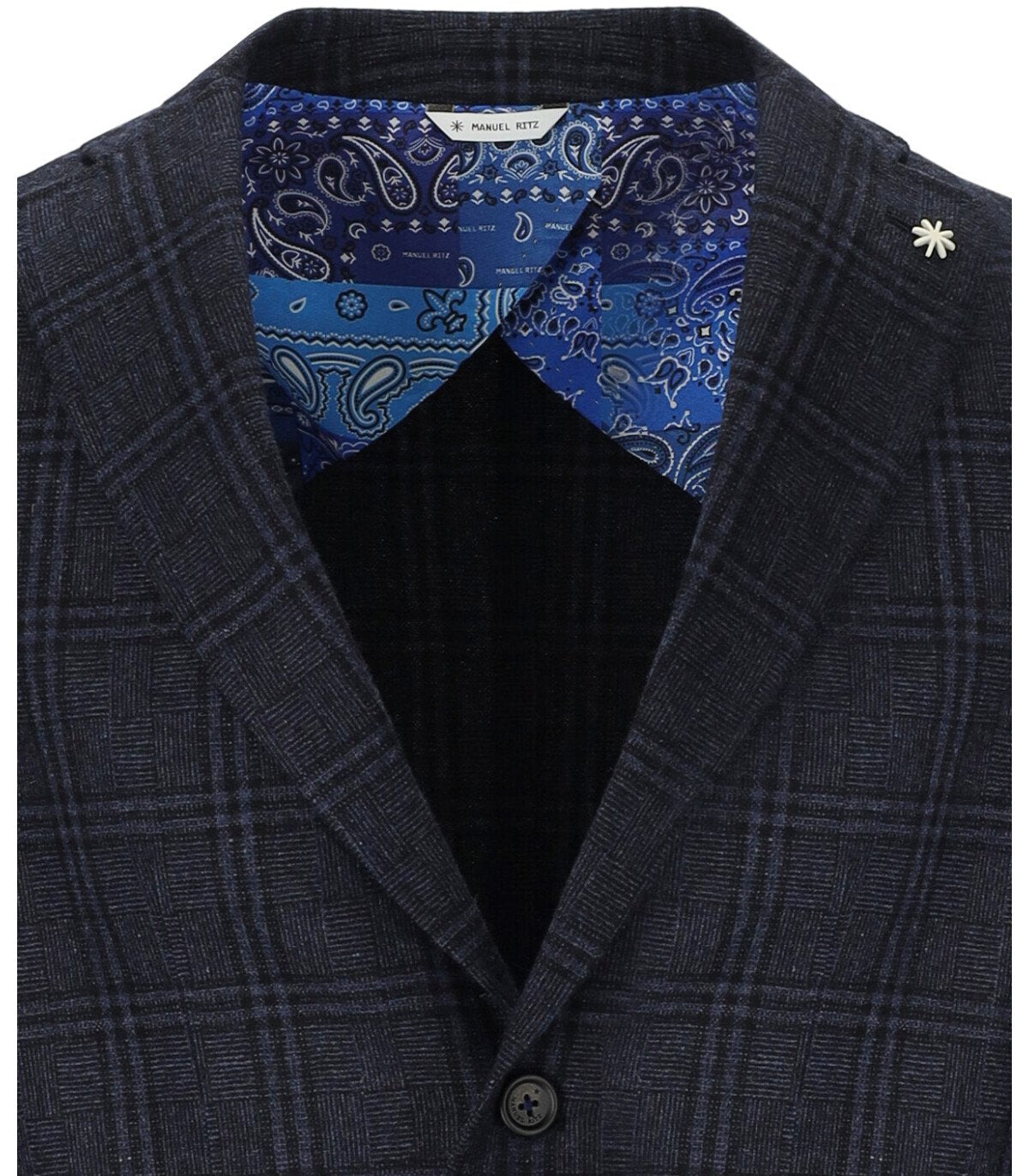 GIACCA MONOPETTO TARTAN BLU MANUEL RITZ