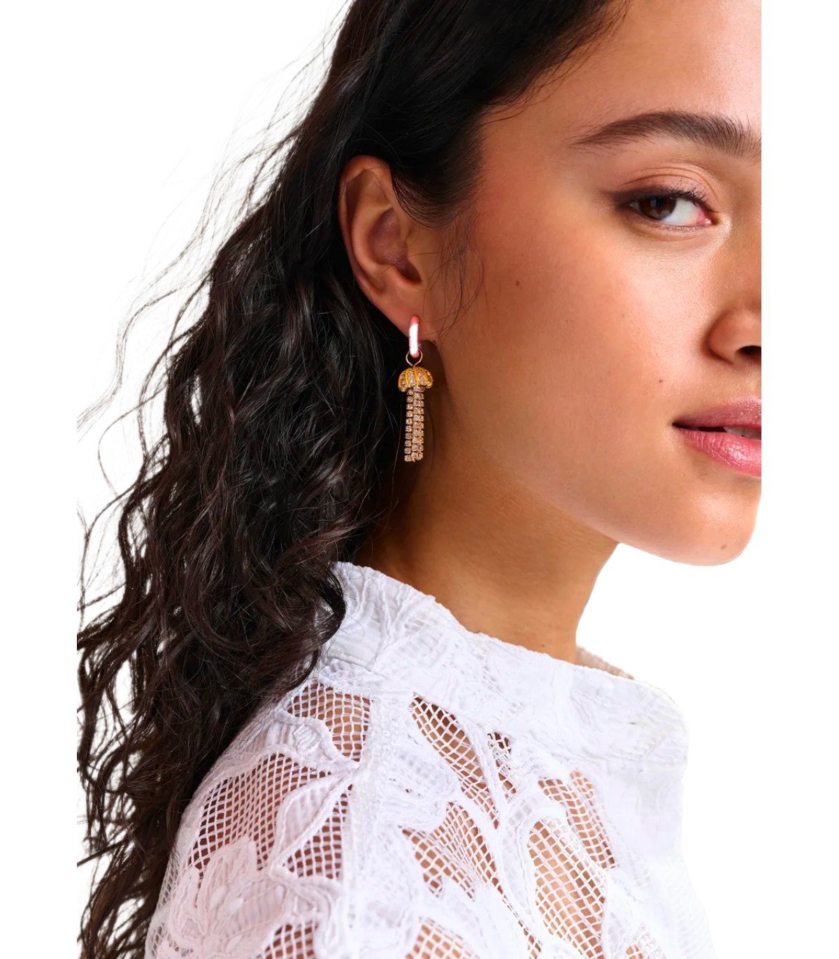ESSENTIEL ANTWERP HIRIS PINK AND WHITE EARRINGS