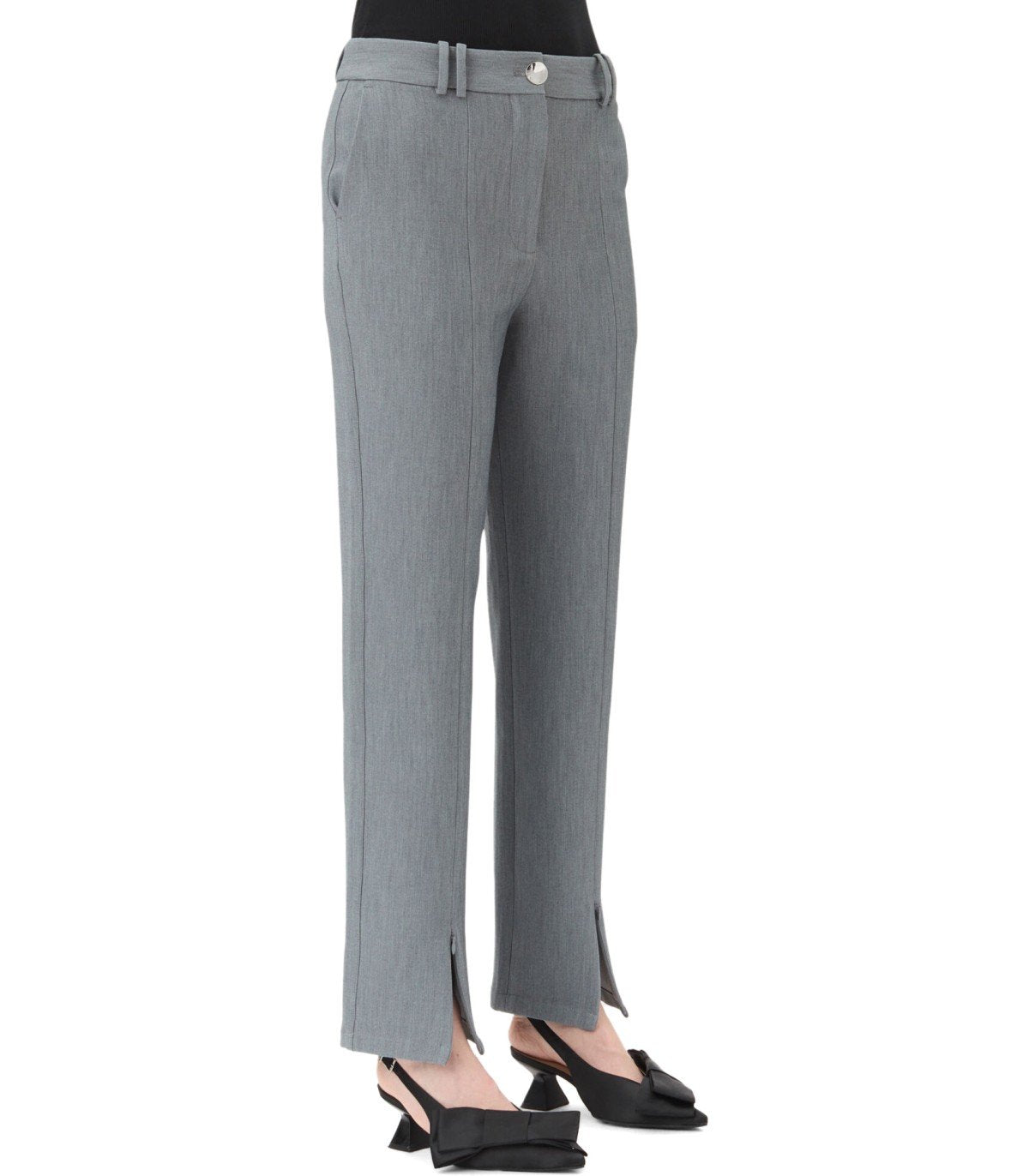 PANTALONE GRIGIO MELANGE GANNI