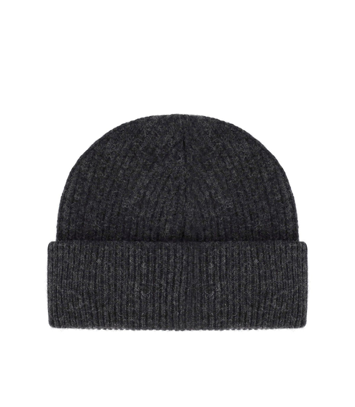 GANNI DARK GREY RIBBED BEANIE