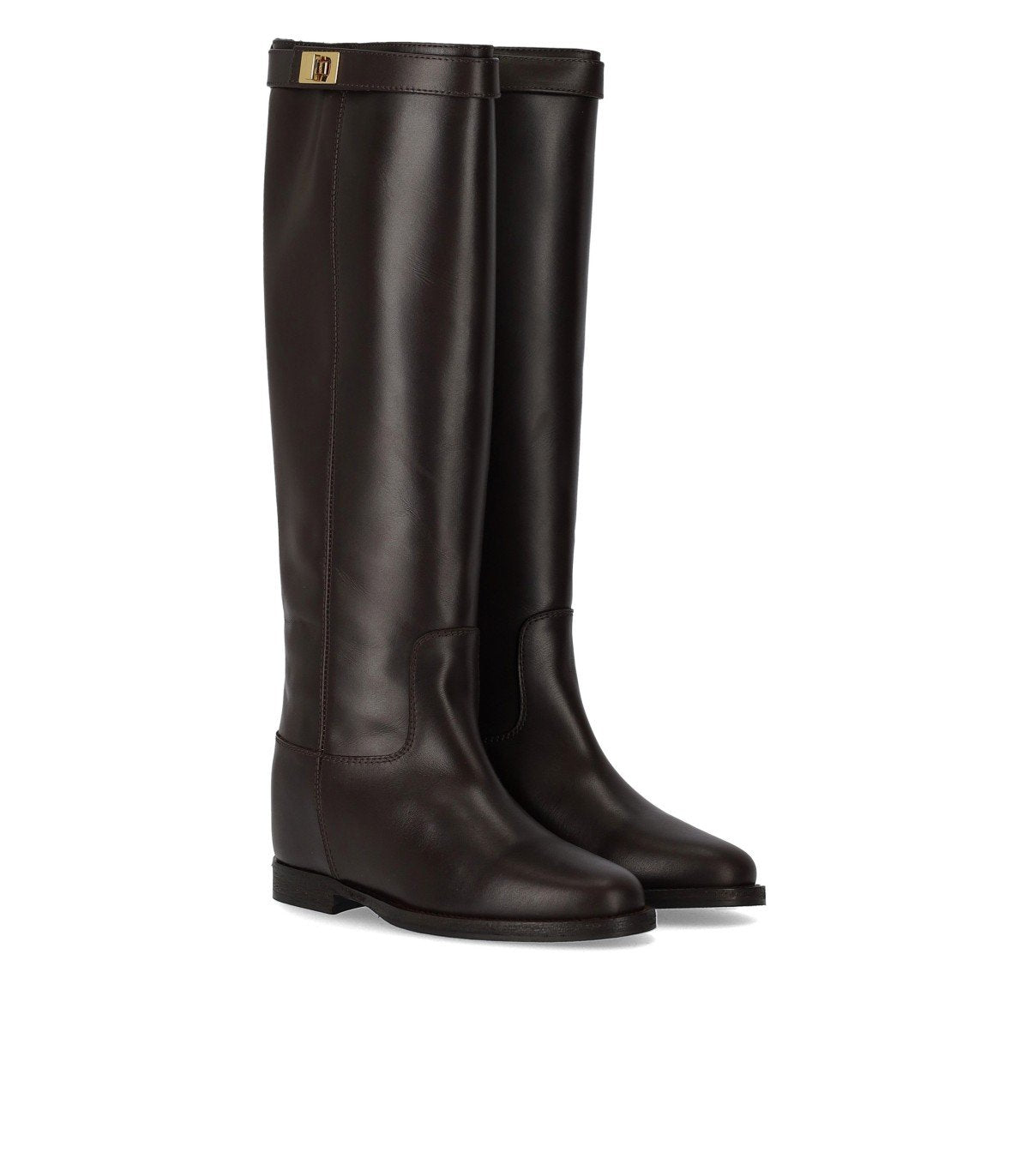 VIA ROMA 15 SANTA MONICA DARK BROWN HIGH BOOT WITH PADLOCK