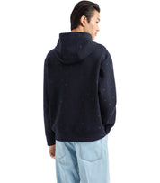 EMPORIO ARMANI NAVY BLUE MONOGRAM HOODIE