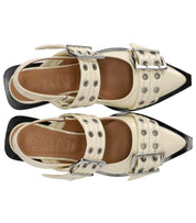 GANNI EGRET SLINGBACK BALLET FLAT SHOE WITH BUCKLES