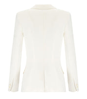 ELISABETTA FRANCHI IVORY CREPE DOUBLE-BREASTED JACKET