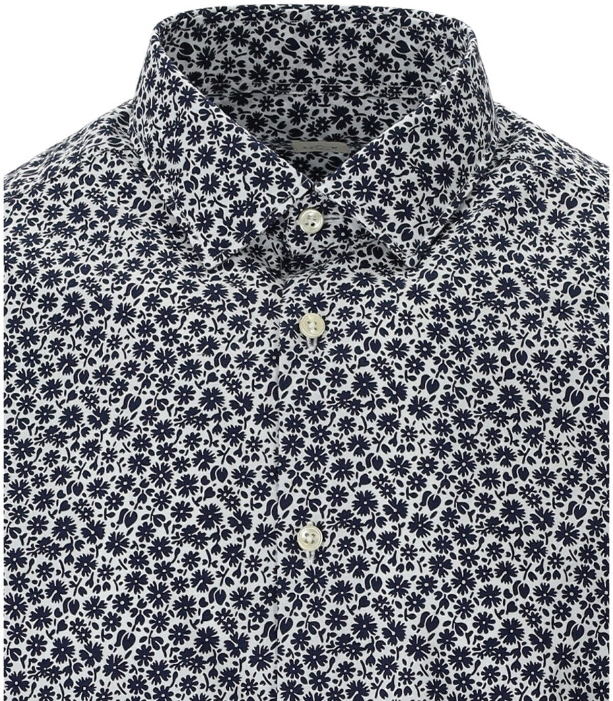 GMF 965 WHITE AND BLUE FLORAL SHIRT